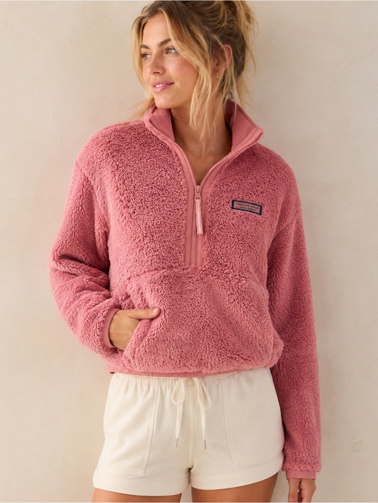 Vineyard Vines Tops - Vineyard Vines Martha’s Vineyard Mauve Rose Sherpa Fleece Popover Jacket Size L